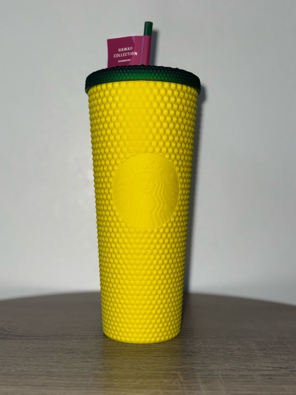 2 Starbucks Yellow Studded Tumbler with Dark Green Lid